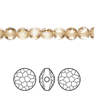 Bead 288pk crystal golden shadow, Swarovski® 6mm puffed round 5034