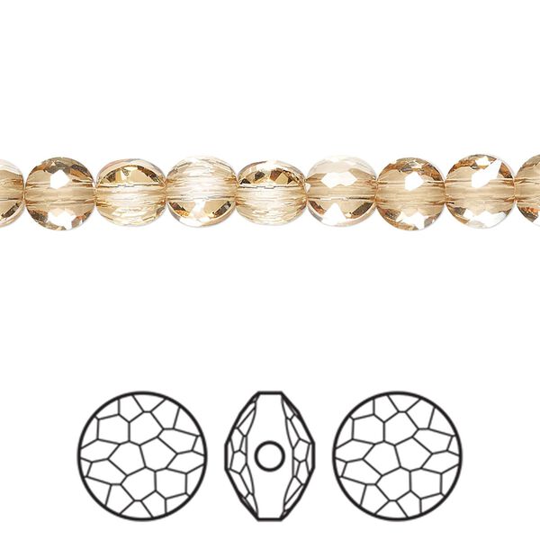 Bead 288pk crystal golden shadow, Swarovski® 6mm puffed round 5034 image number 0