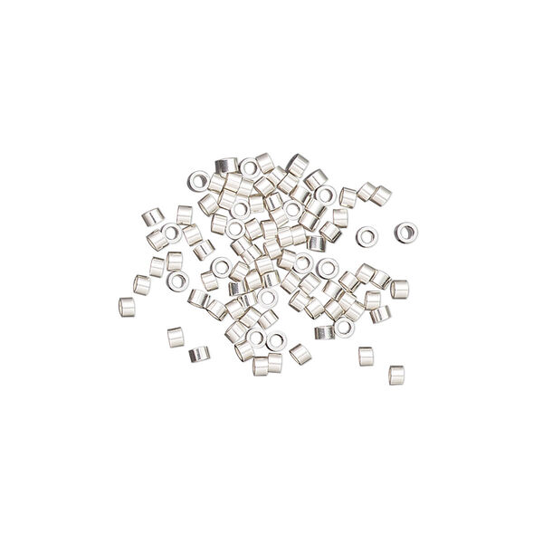 Crimp, sterling silver, 1.6x1mm smooth round tube, 1.1mm inside diameter. Sold per pkg of 100. image number 0
