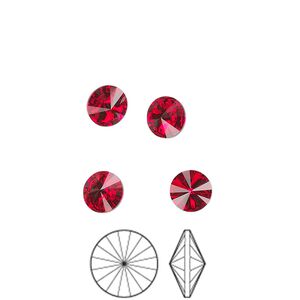 Chaton 12pk light Siam foil back, Preciosa MAXIMA Czech crystal rhinestone 6.14-6.32mm rivoli SS29