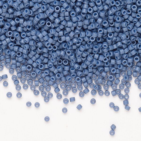 Seed bead, Miyuki Delica®, glass, pkg/7.5g, #11 round, opaque matte glazed luster navy blue. image number 0