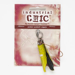 Focal, enamel with antiqued copper- and nickel-finished steel, multicolored, 65x12mm. Sold individually.