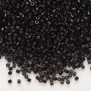 Seed bead, Delica®, glass, pkg/250g, #15 round, opaque black (DBS-0010).