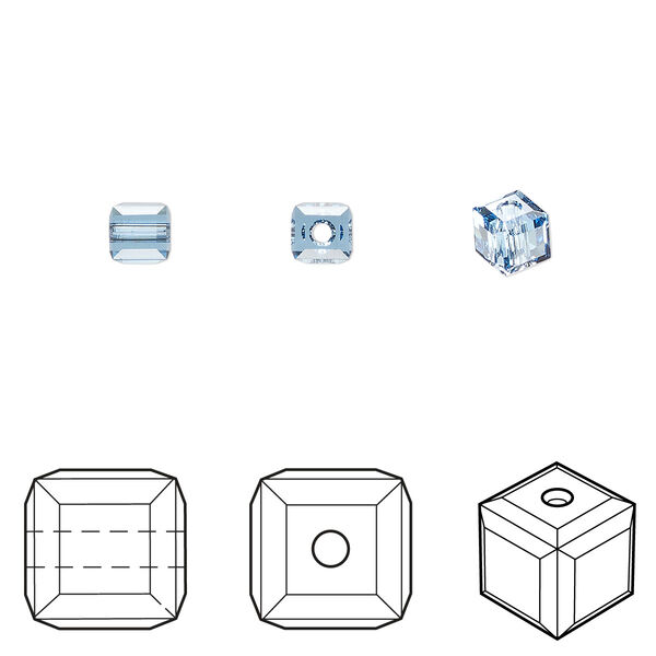 Bead 48pk cool blue, Crystal Passions® Regenerated 4mm cube 5601 image number 0