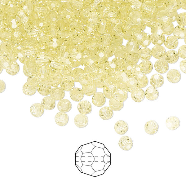 Bead 144pk jonquil, Preciosa Czech crystal 3mm round image number 0