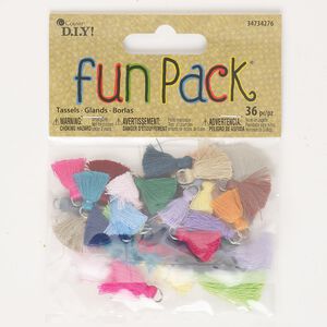 Steel / nylon 1pkg36, tassel mix silver-finished / mixed colors 12mm / 25mm