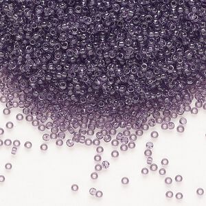 Seed bead, Miyuki, glass, pkg/35g, #15 rocaille, transparent amethyst (RR-157).