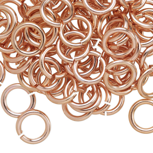 Jump ring, anodized aluminum, copper, 10mm round, 6.8mm inside diameter, 14 gauge. Sold per pkg of 100. image number 0