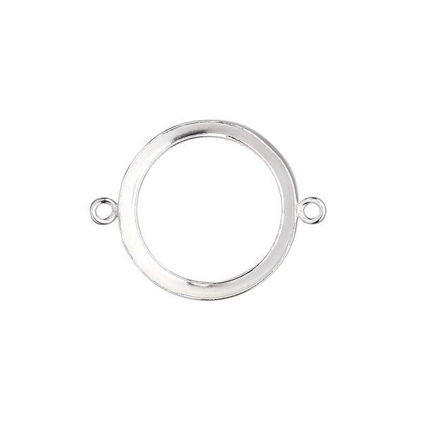 Link, fine silver, 19mm open-back round with 18mm round bezel cup setting. Sold individually. image number 0