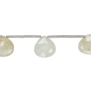 Aquamarine 1pkg10, hand-cut top-drilled faceted puffed teardrop bead 10x9mm-12x10mm