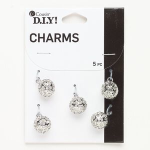 Charm steel 5pk 12mm round cutout, silver finish clear