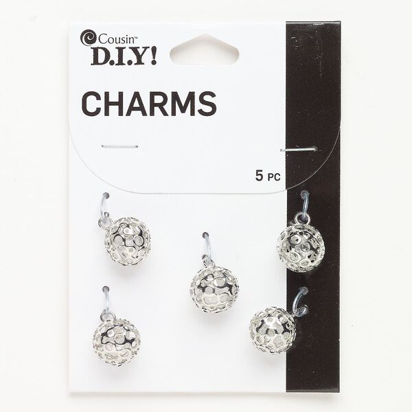 Charm steel 5pk 12mm round cutout, silver finish clear image number 0