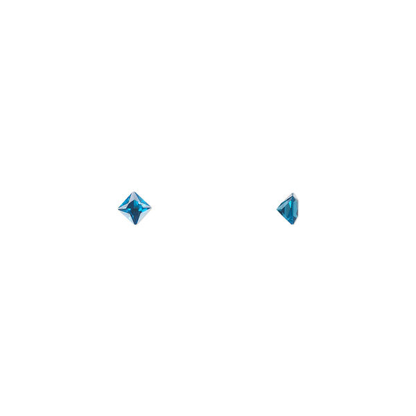 Gem, cubic zirconia, spinel blue, 3mm faceted square, Mohs hardness 8-1/2. Sold per pkg of 5. image number 0