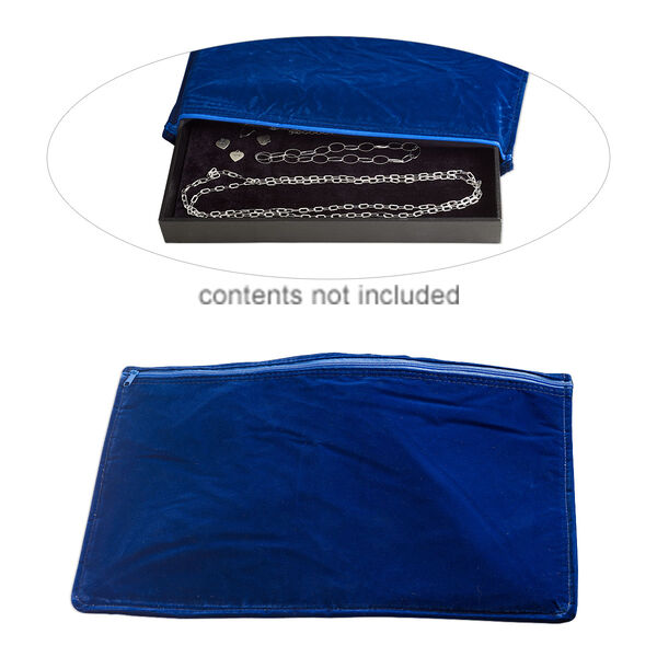 Anti-tarnish pouch, Zerust®, satin / steel / plastic, dark blue and blue, 17-1/4 X 11-inch rectangle with zipper. Sold individually. image number 0
