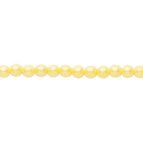 Bead, Czech pearl-coated glass druk, opaque iridescent yellow, 4mm round. Sold per 15-1/2" to 16" strand. image number 0