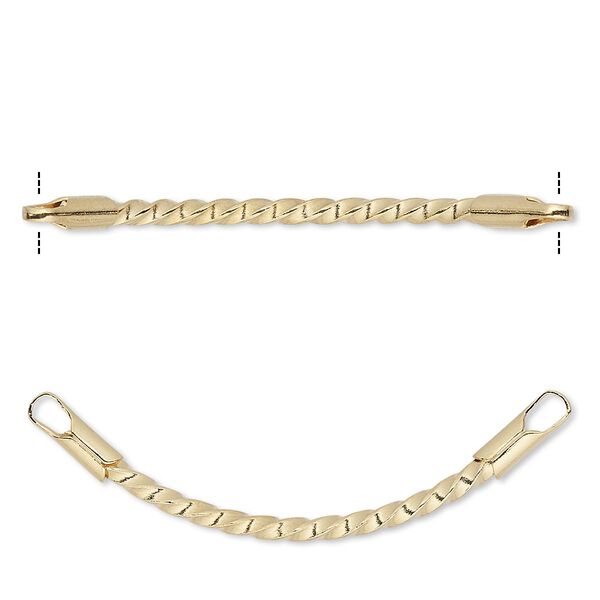 Link, gold-plated brass, 38x8mm twisted curved. Sold per pkg of 10. image number 0