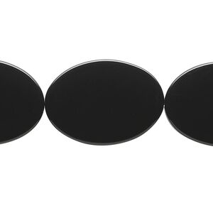 Black onyx 1pkg1, flat oval bead 15.5-16 inch 25x18mm