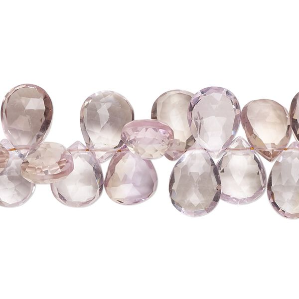 Ametrine 1pkg1, hand-cut top-drilled faceted puffed teardrop bead 8 inch 9x7mm-11x8mm image number 0