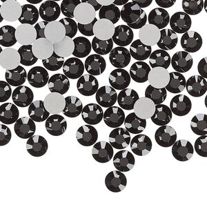 Flat back, Dance With Me™ crystal rhinestone, jet, foil back, 4.6-4.8mm rose, SS20. Sold per pkg of 144 (1 gross).