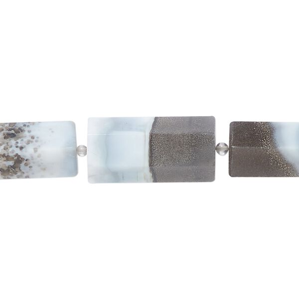 Blue-grey Peruvian opal 1pkg10, 5-sided tube bead natural graduated 9x4mm-22x9mm image number 0