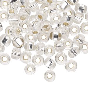 Seed bead, Preciosa Ornela Czech glass, pkg/50g, #2 rocaille, transparent silver-lined clear, (78102).