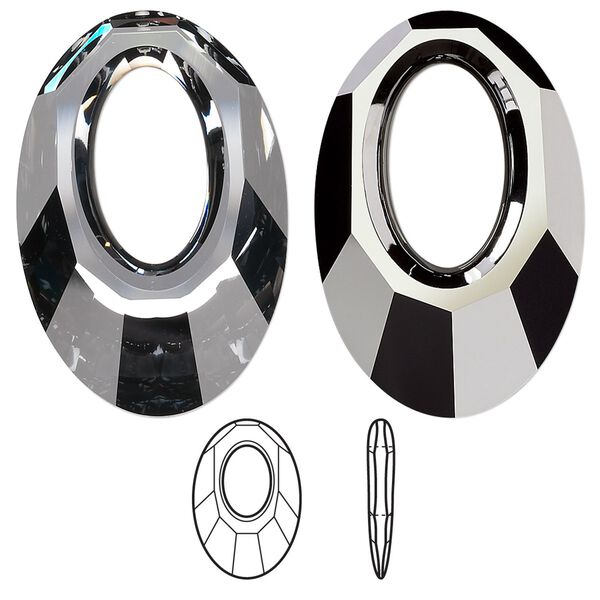 Focal 30pk crystal silver night, Swarovski® 30x20mm pendant helios 6040 image number 0