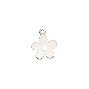 Charm, sterling silver, 12x12mm flat flower. Sold per pkg of 2.