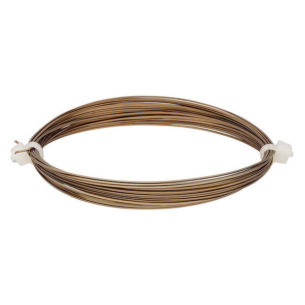 Wire, Beadalon®, antique brass-finished copper, half-hard, square, 24 gauge. Sold per 4-meter section. image number 0