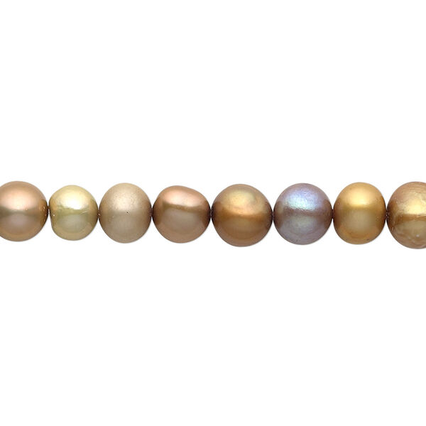 Pearl, cultured freshwater (natural / bleached / dyed), mixed colors, 4-8mm semi-round, C- grade, Mohs hardness 2-1/2 to 4. Sold per 15-1/2 to 16-inch strand. image number 0