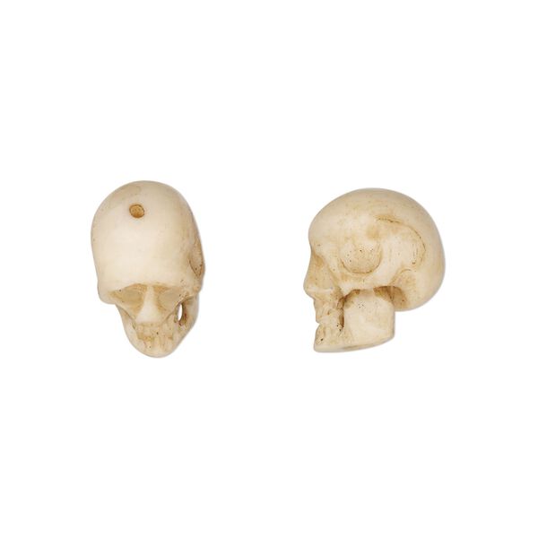 Bead, bone (dyed), pkg/1, antiqued, 12x7mm-14x9mm skull. image number 0