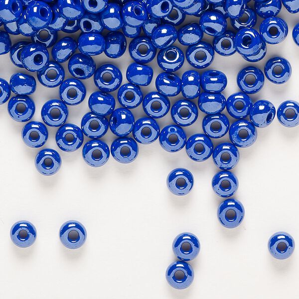 Seed bead, Preciosa Ornela Czech glass, pkg/500g, #6 rocaille, opaque luster blue, (38060). image number 0