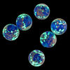 Bead, lampworked glass, clear / cobalt blue / glow-in-the-dark / gold, 10mm round. Sold per pkg of 6. image number 1