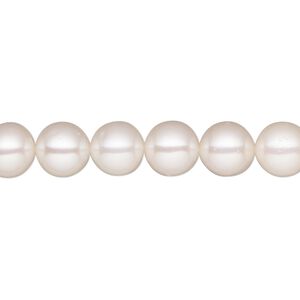Pearl, White Lotus™, cultured freshwater (bleached), white, 8-8.5mm semi-round, B+ grade, Mohs hardness 2-1/2 to 4. Sold per 15-1/2" to 16" strand.