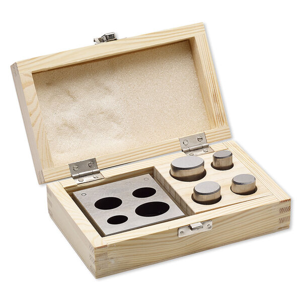 Disc cutter, steel and wood, 7 x 4 x 2-inch base for cutting 18x13mm-30x22mm ovals. Sold per 5-piece set. image number 0