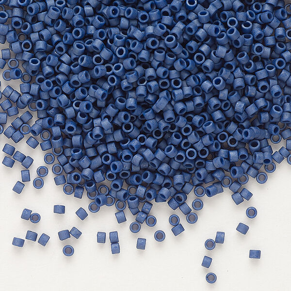 Seed bead, Delica®, glass, pkg/50g, #11 round, opaque matte glazed luster royal blue (DB-0377). image number 0