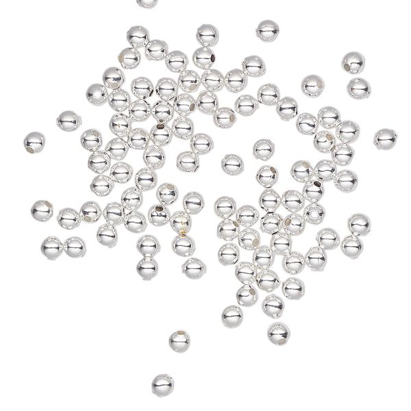 Bead 1pkg20 silver-plated steel, 2.5mm round. image number 0