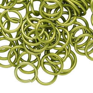 Jump ring, anodized tempered aluminum, light green, 12mm round, 9.2mm inside diameter, 15 gauge. Sold per pkg of 100.