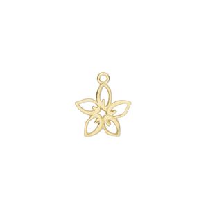 Charm Amoracast® 1pkg1 sterling silver, 12mm single-sided cutout open plumeria flower, brushed "vermeil" (gold finish)