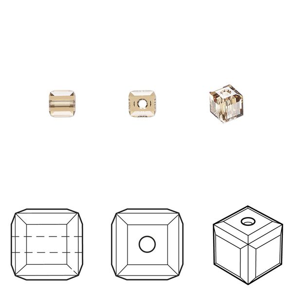 Bead 48pk light Colorado topaz, Crystal Passions® 4mm cube 5601 image number 0