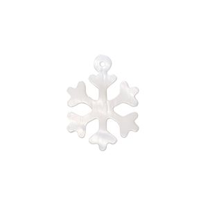 Drop, mother-of-pearl shell (natural), 20x15mm hand-cut top-drilled snowflake, Mohs hardness 3-1/2. Sold individually.
