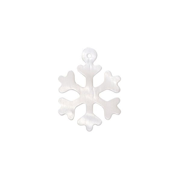 Drop, mother-of-pearl shell (natural), 20x15mm hand-cut top-drilled snowflake, Mohs hardness 3-1/2. Sold individually. image number 0