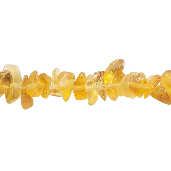 Bead, glass, sun yellow, medium chip. Sold per 35-inch strand. image number 0