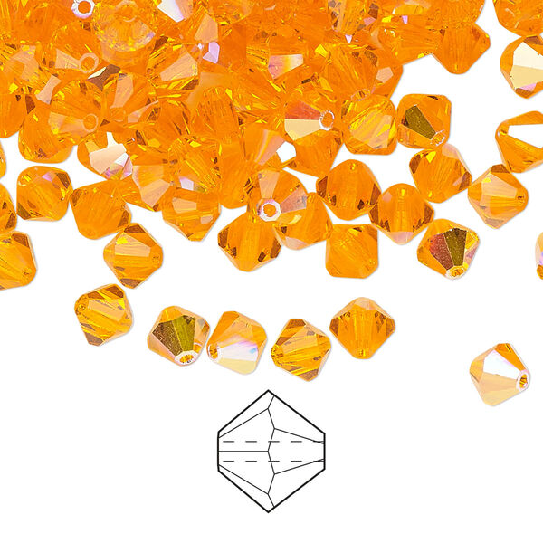 Bead 144pk sun AB, Preciosa Czech crystal 5mm bicone image number 0