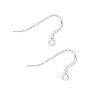 Ear wire fishhook 1pkg200 sterling silver-filled, 15mm flat / 2mm coil / open loop, 22 gauge 100 pair