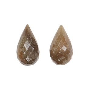 Golden sheen sapphire 1pkg2, hand-cut faceted teardrop drop natural 14x8mm-20x12mm