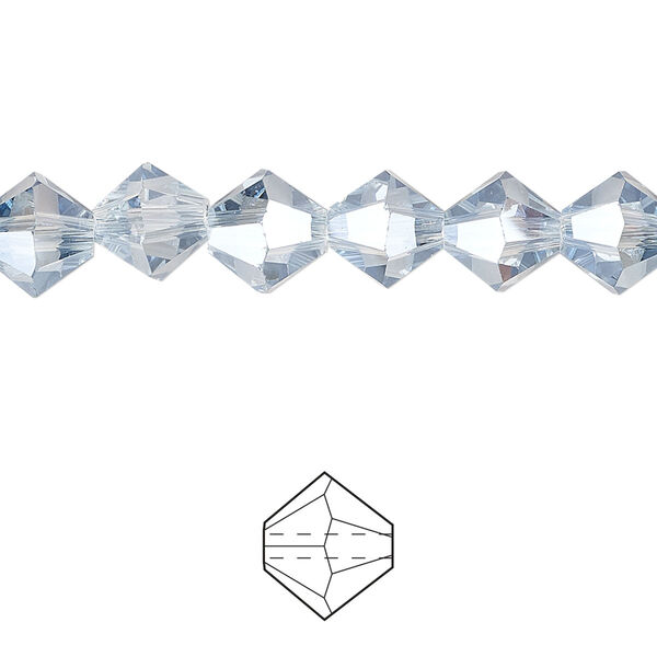 Bead 72pk translucent crystal silver night, Celestial Crystal® 8mm bicone image number 0