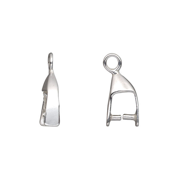 Bail, ice-pick, sterling silver, 13x5mm smooth, 5mm grip length. Sold individually. image number 0