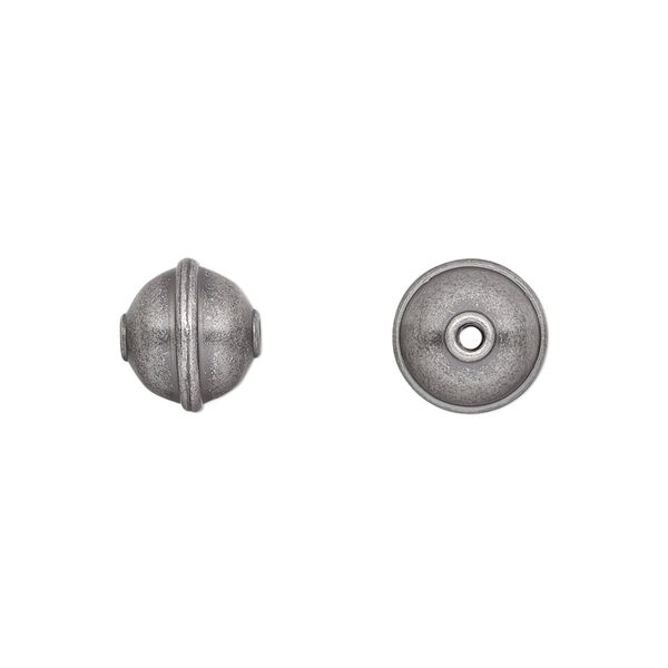 Bead, antique silver-plated steel, 10mm rimmed round. Sold per pkg of 20. image number 0