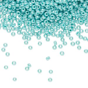 Seed bead, TOHO BEADS®, glass, pkg/7.5g, #11 round, opaque luster turquoise blue (TR-11-132).