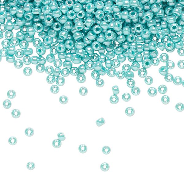 Seed bead, TOHO BEADS®, glass, pkg/7.5g, #11 round, opaque luster turquoise blue (TR-11-132). image number 0
